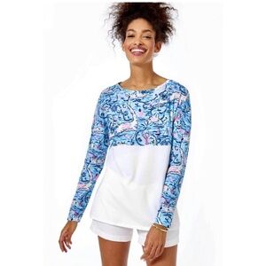 lilly pulitzer lilly loves cape cod finn long sleeve colorblock top blue white